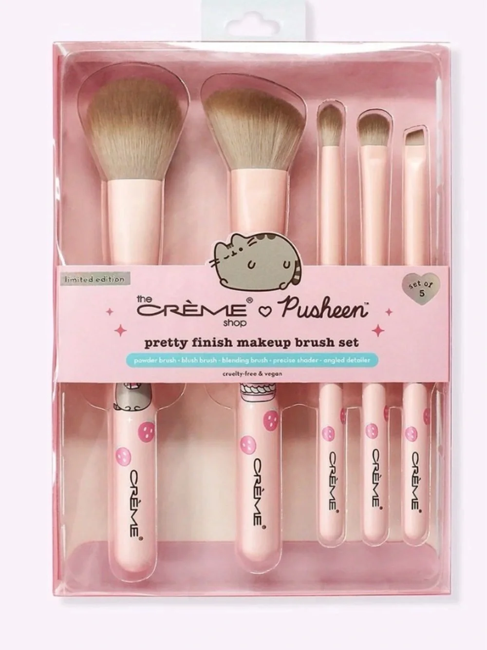 Crème & Pusheen 5-Piece Makeup Brush Set